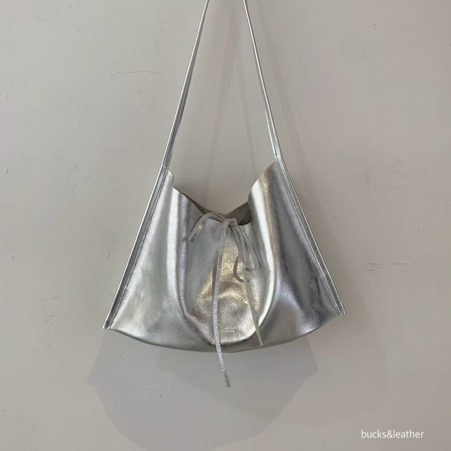 Real Leather Tied Ribbon Shoulder Bag