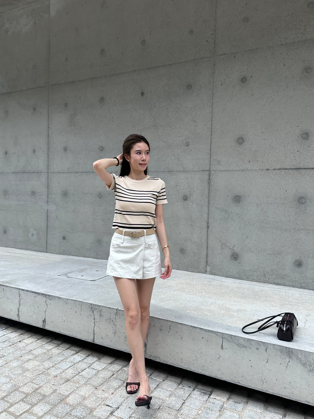 Knitted Striped T Top