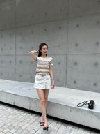 Knitted Striped T Top