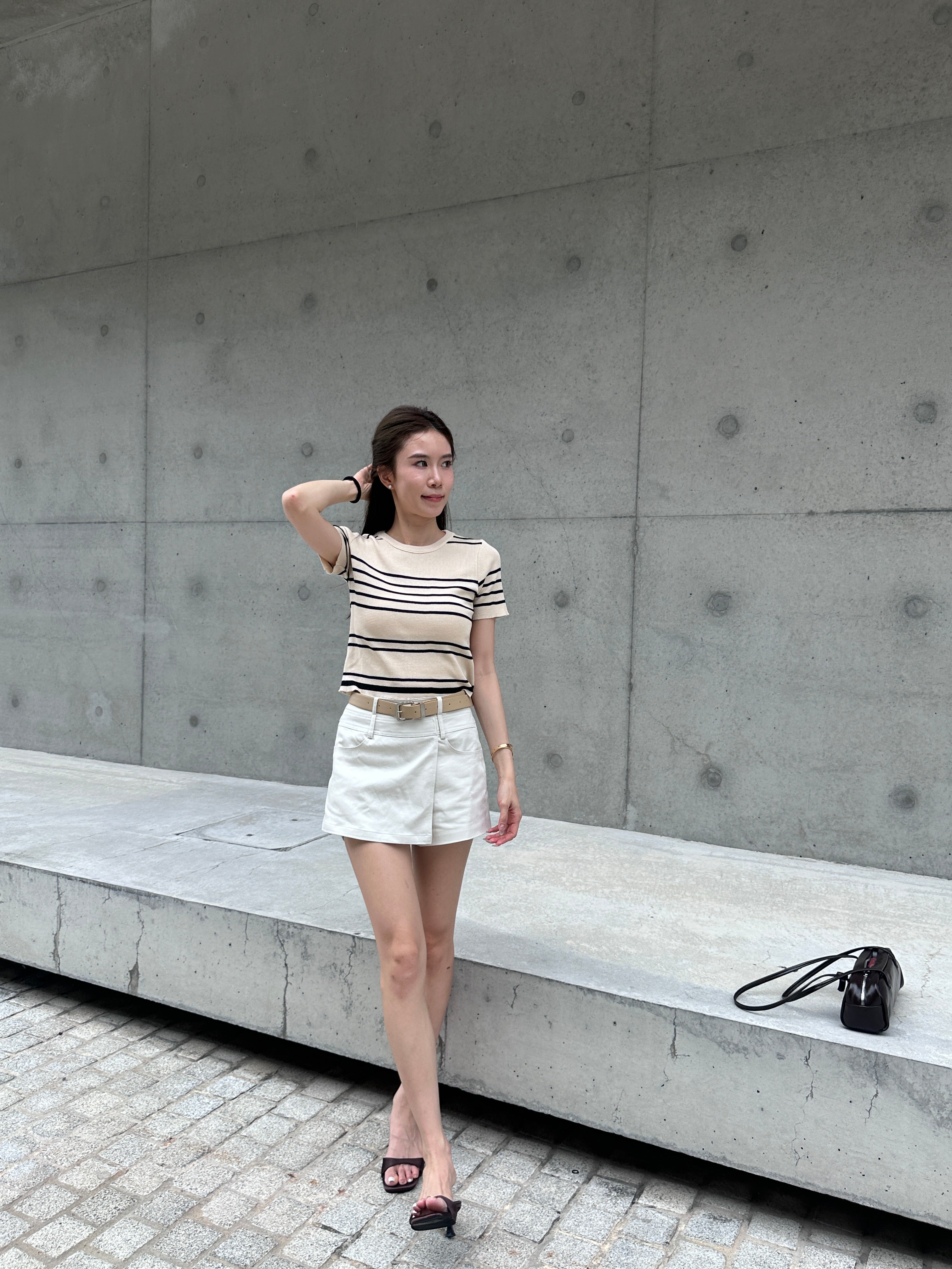 Knitted Striped T Top