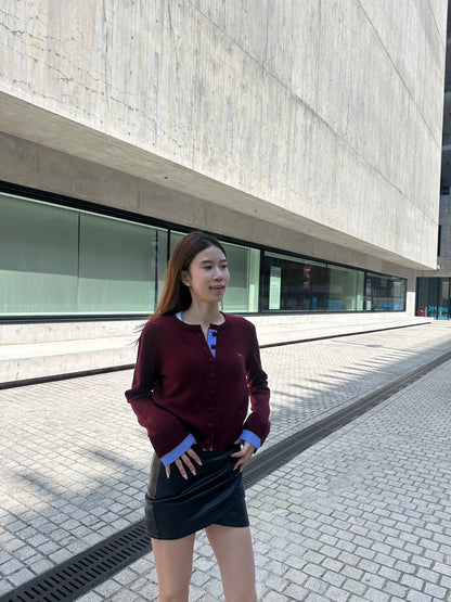 Mix Checked Wool Cardigan