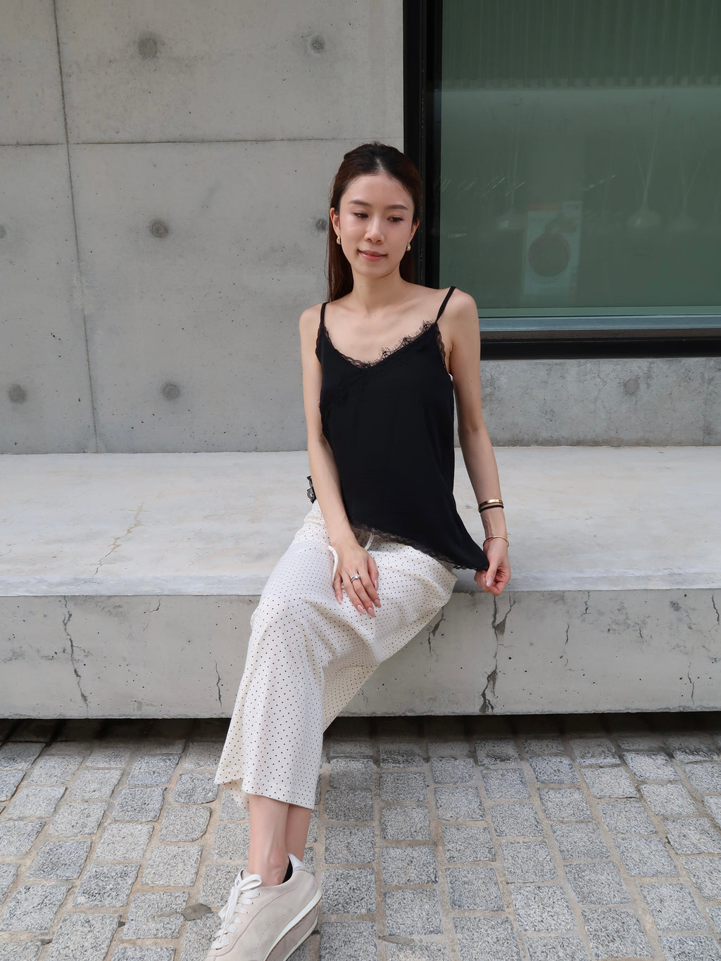 Lace Slide Cut Tank Top