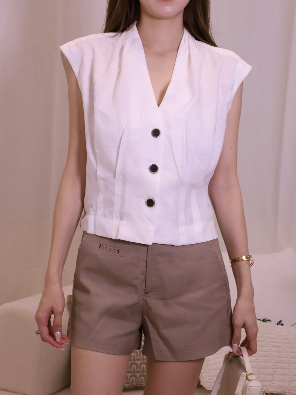 Linen Office Button Vest