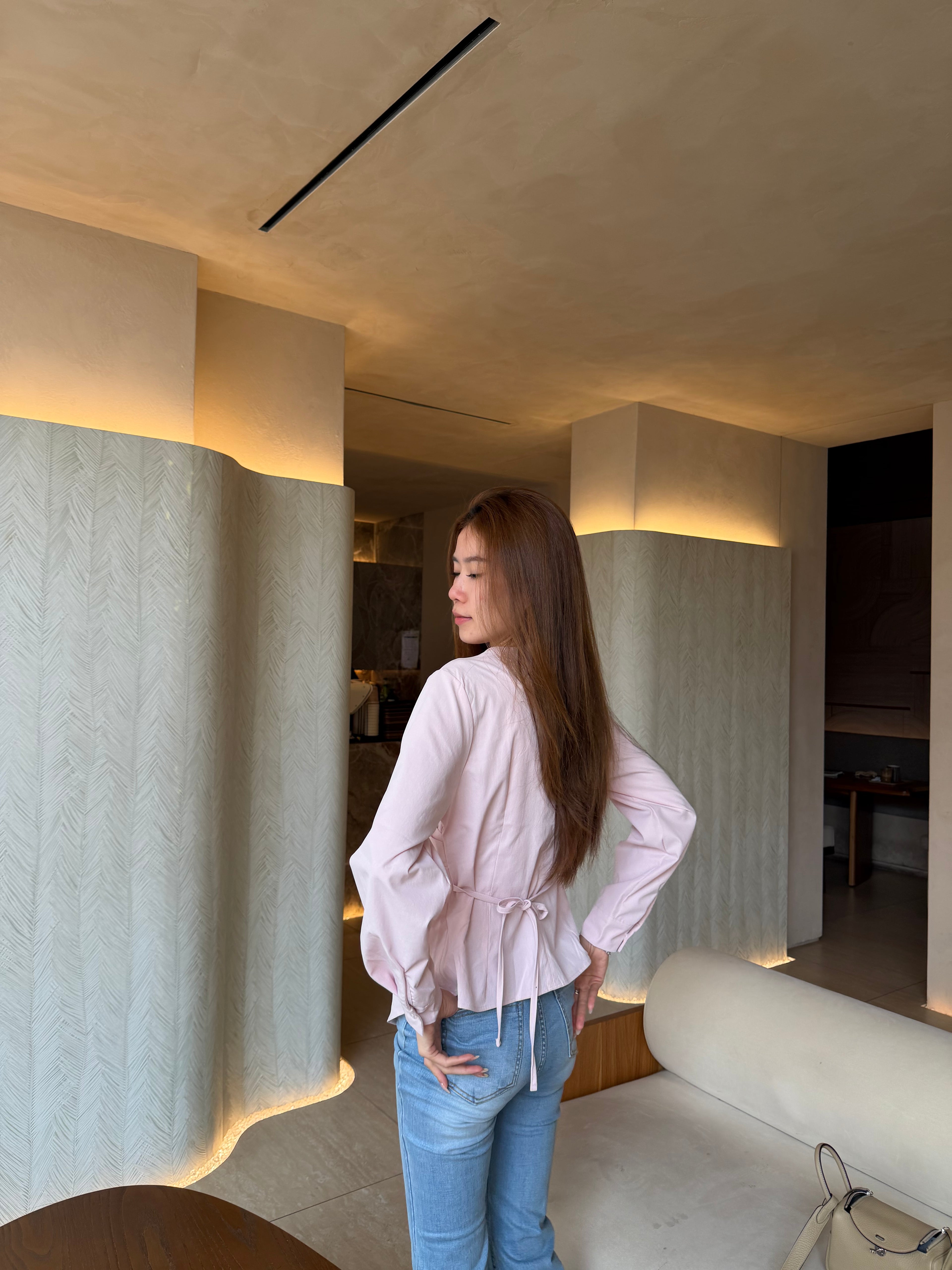 V neck Tied Shirt Top