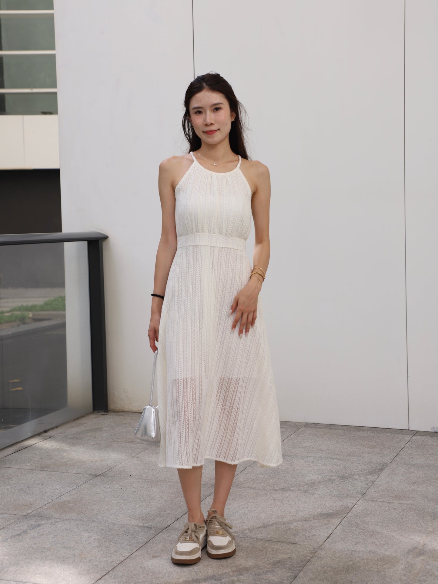 Crewneck Lace Maxi Dress