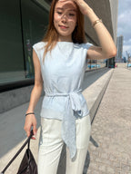 Chiffon Cross Waist T Top