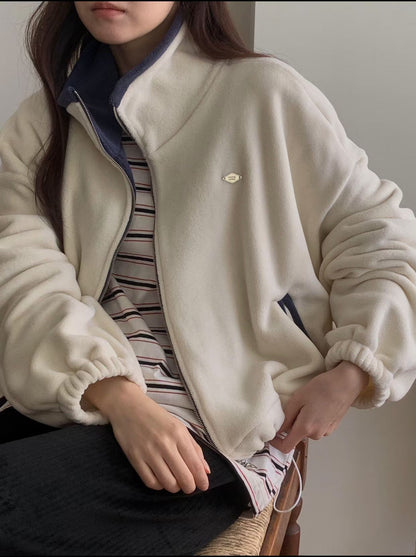 Zipped Up Fluffy Sweatshirt