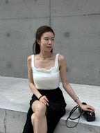 Ruffles Neck Cotton Tank Top
