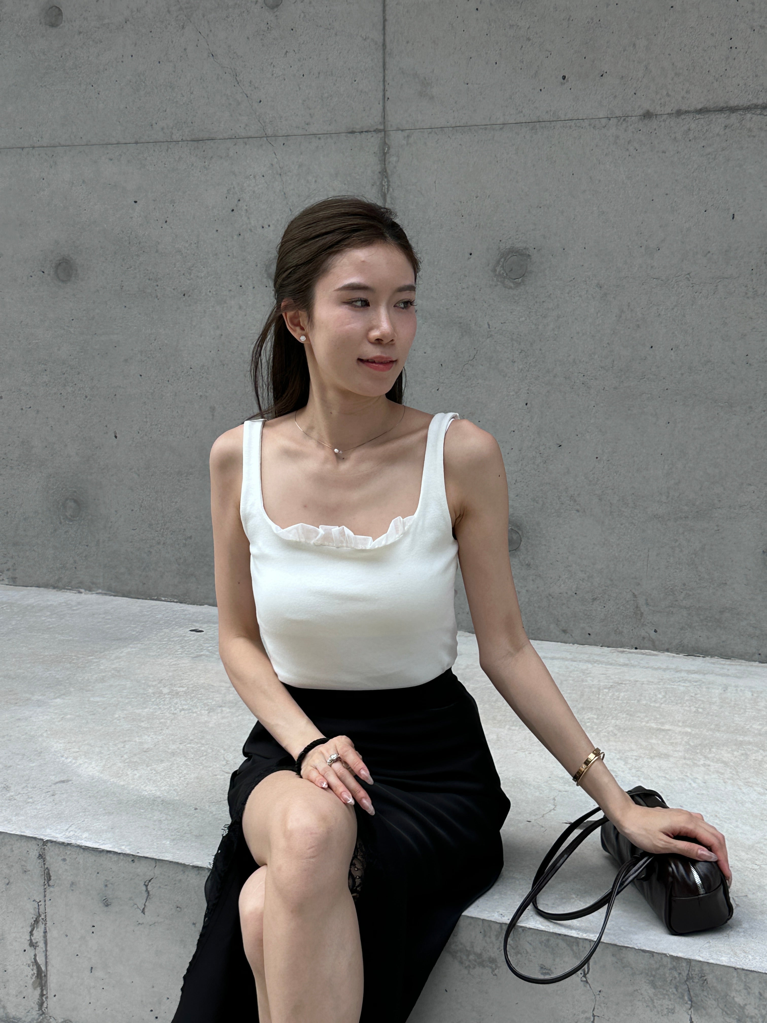 Ruffles Neck Cotton Tank Top