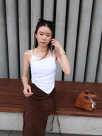 Cross Neck Cotton Tank Top with pads
