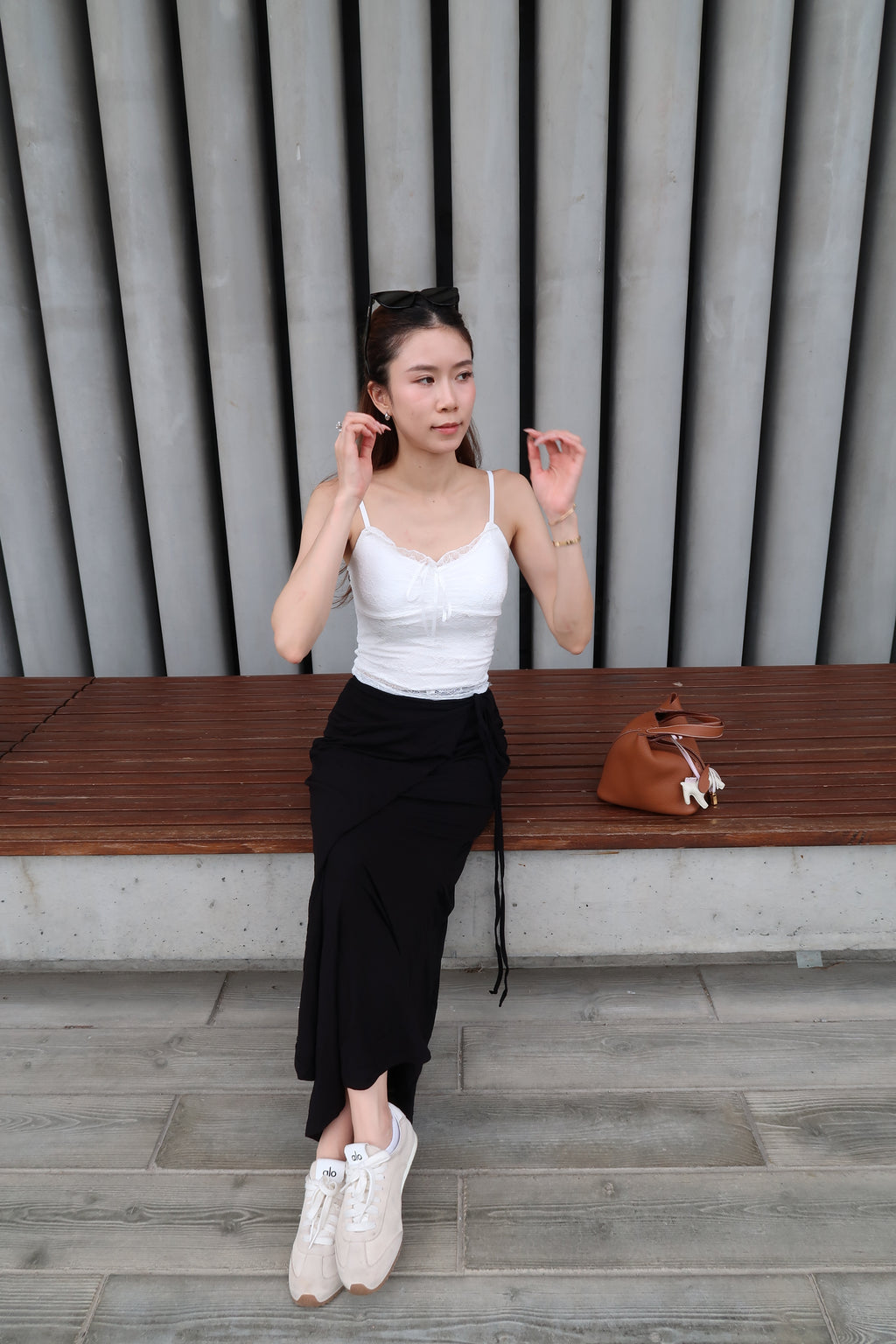 Tied on Side Cotton Maxi Skirt