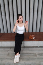 Tied on Side Cotton Maxi Skirt