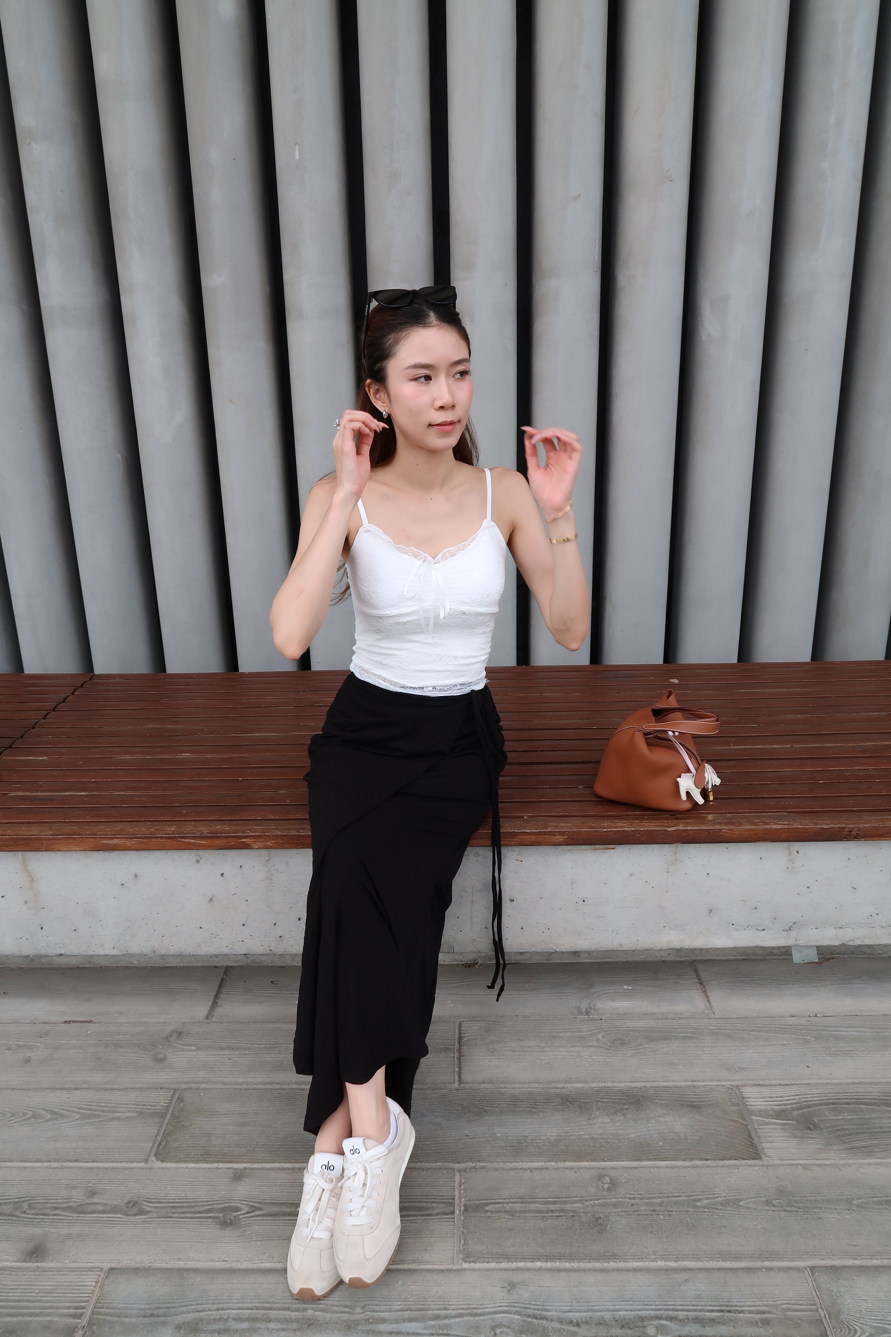 Tied on Side Cotton Maxi Skirt