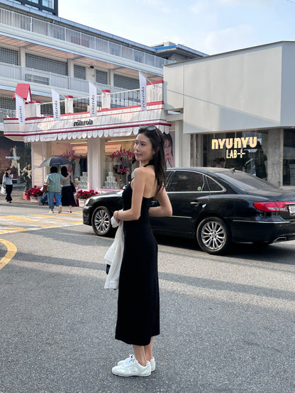 Cross Neck Cotton Maxi Dress