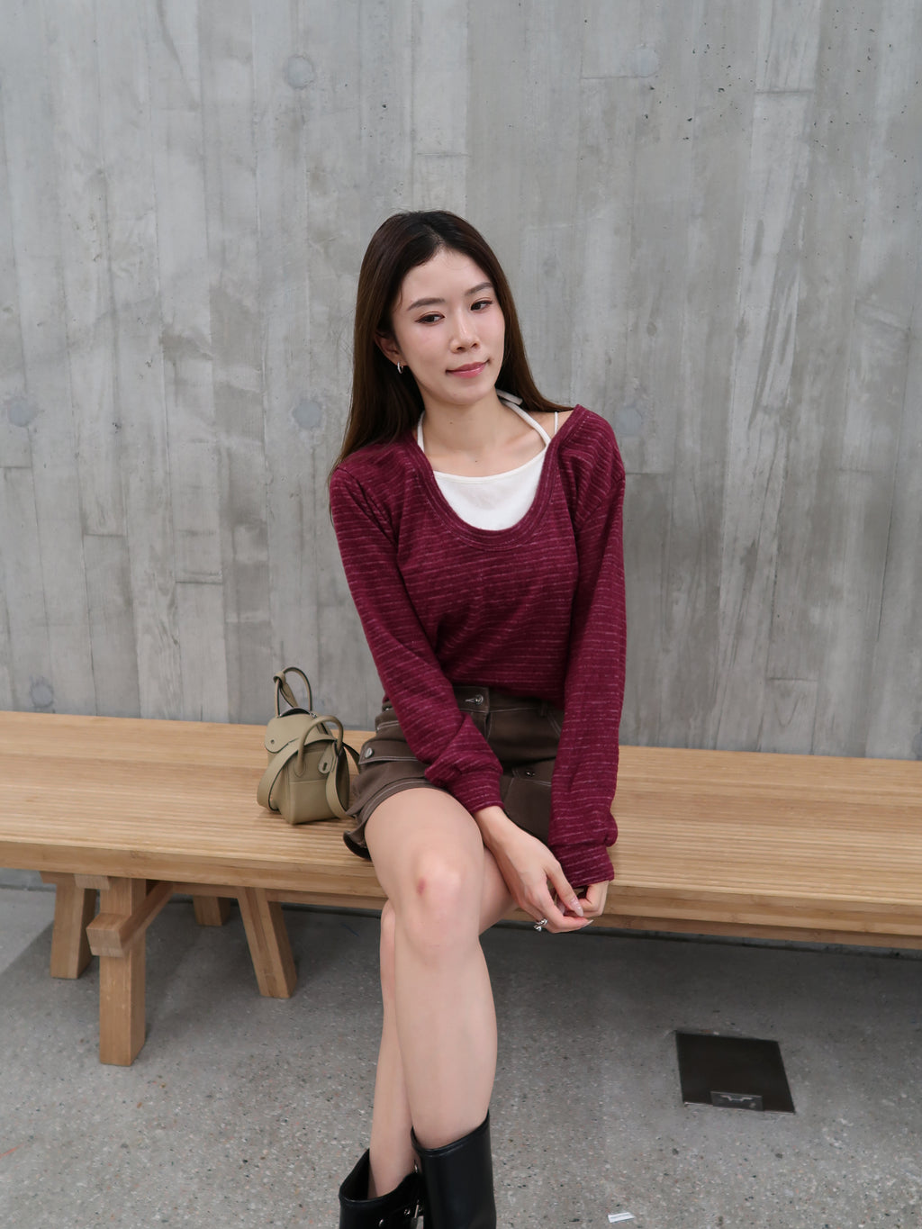 Cross neck fleece top