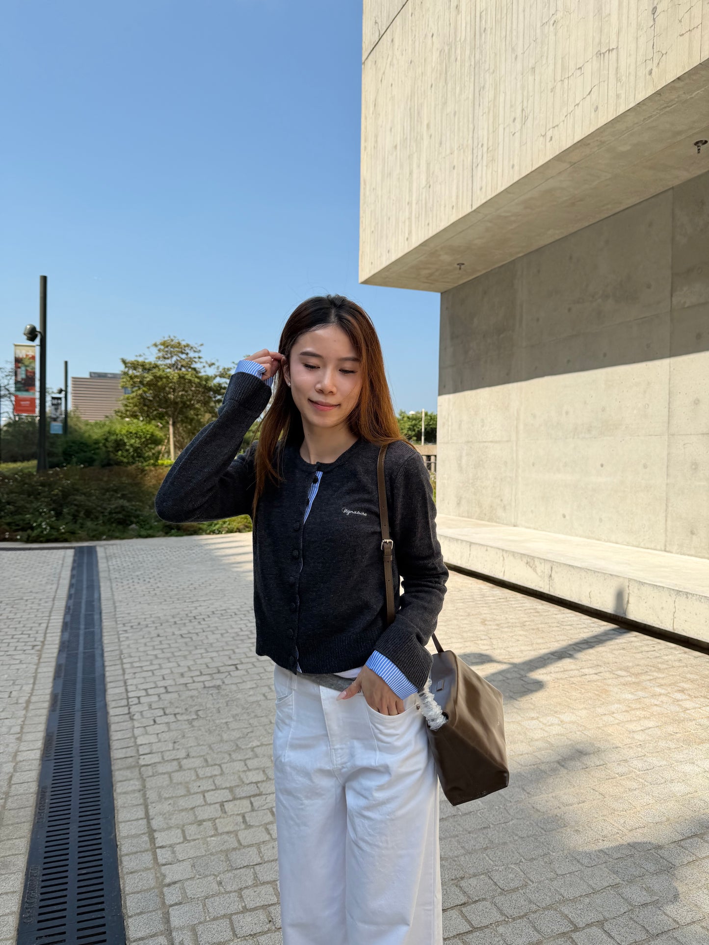 Mix Checked Wool Cardigan