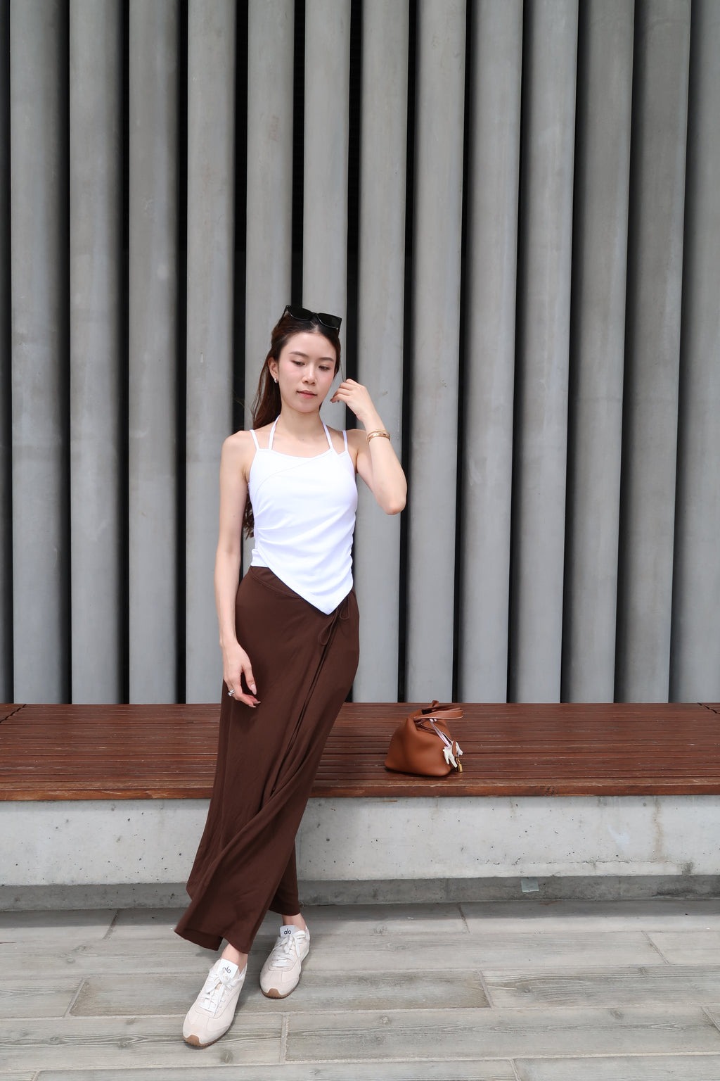 Tied on Side Cotton Maxi Skirt