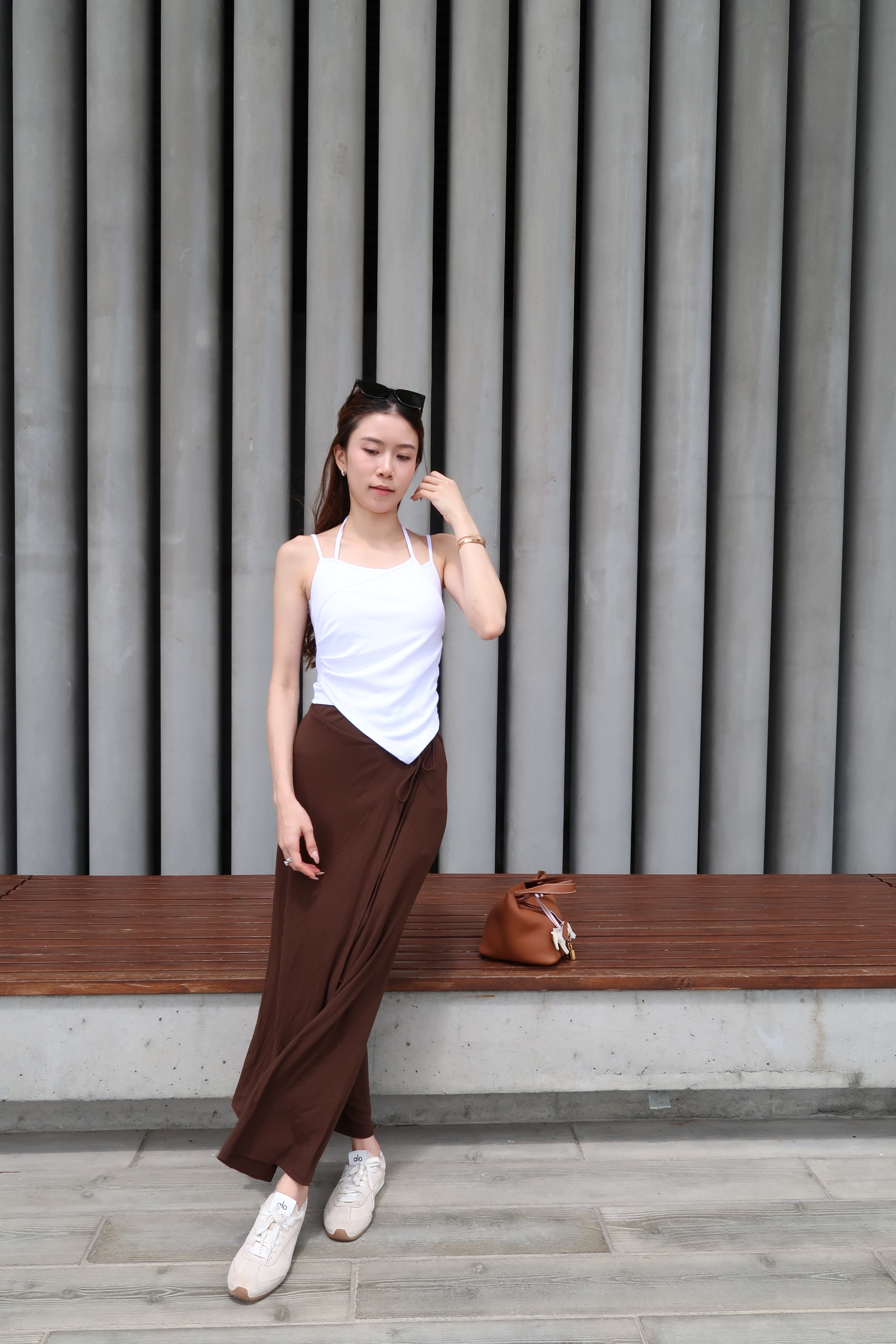 Tied on Side Cotton Maxi Skirt