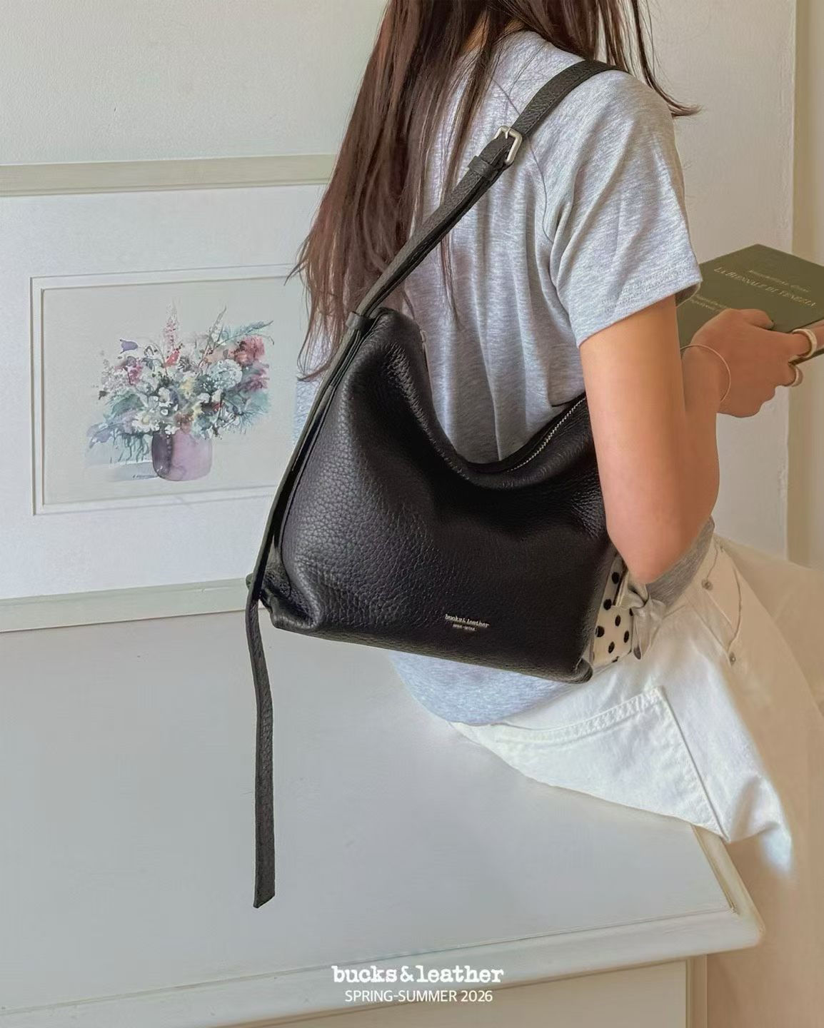 Real Leather Office Zipped Bag 小號 （荔枝皮）