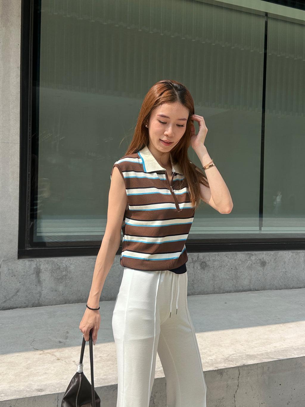 Striped Zipped Vest