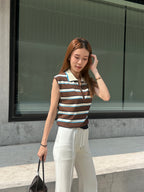 Striped Zipped Vest