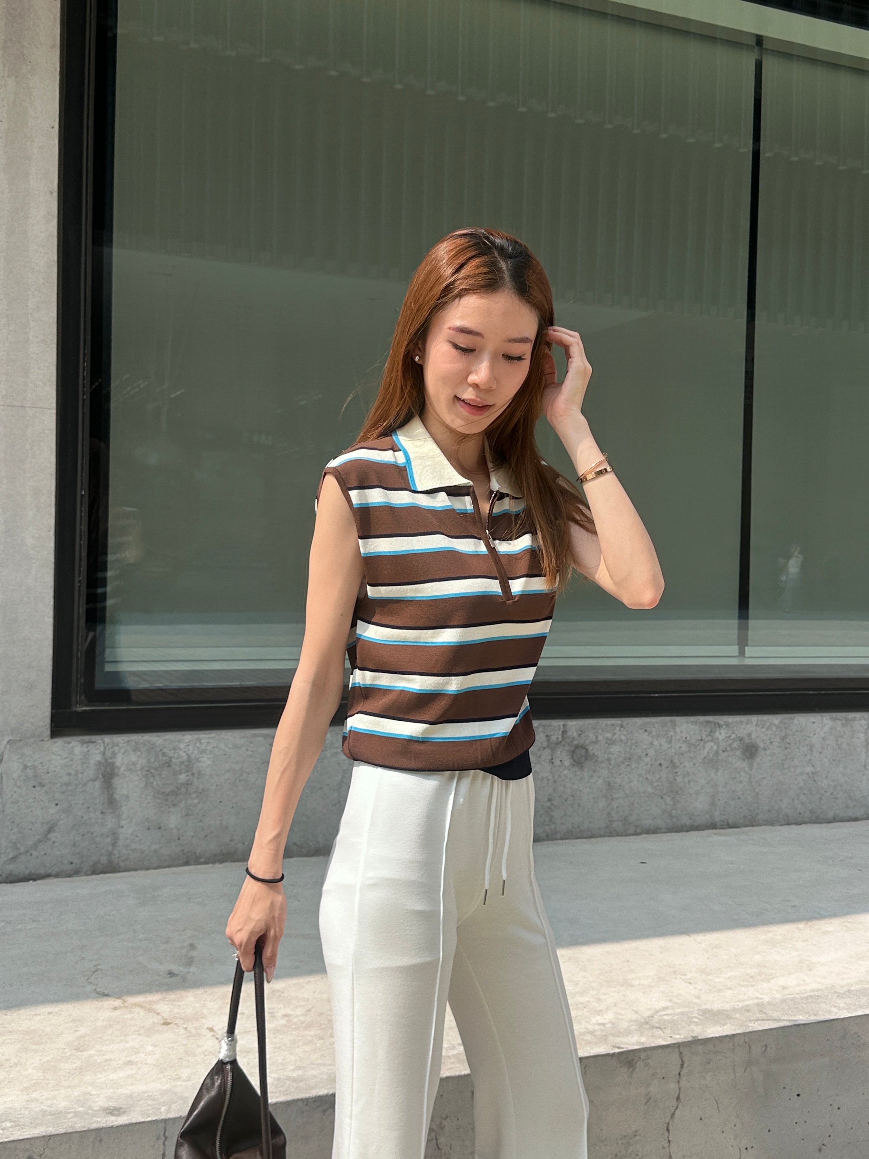Striped Zipped Vest