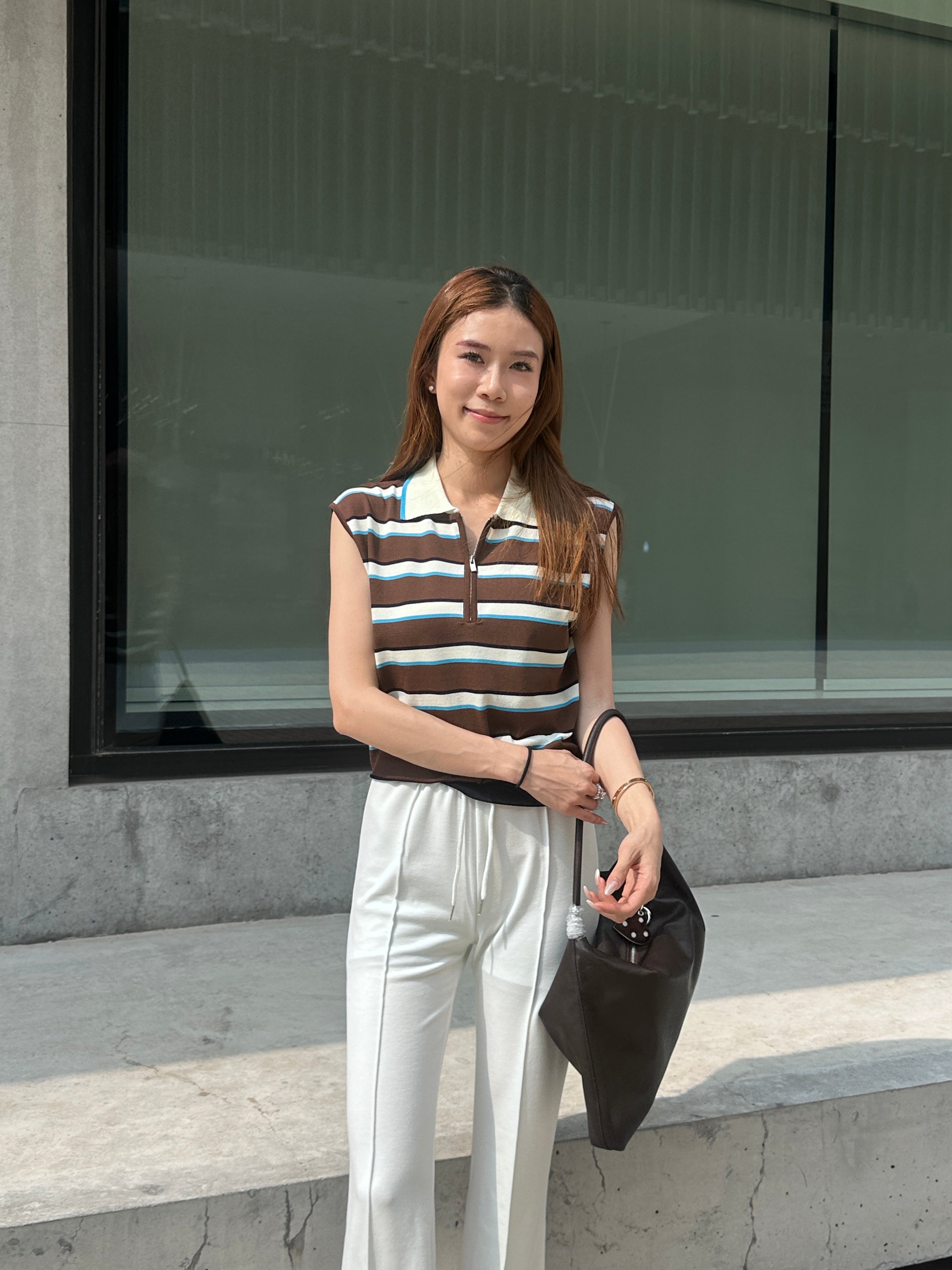 Striped Zipped Vest