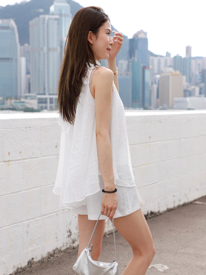 Chiffon Ribbon Alined Tank Top