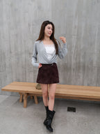 Burgundy Suede Skirt with belt