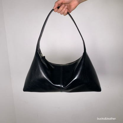Real Leather Triangle Zipped Bag 牛皮亮面
