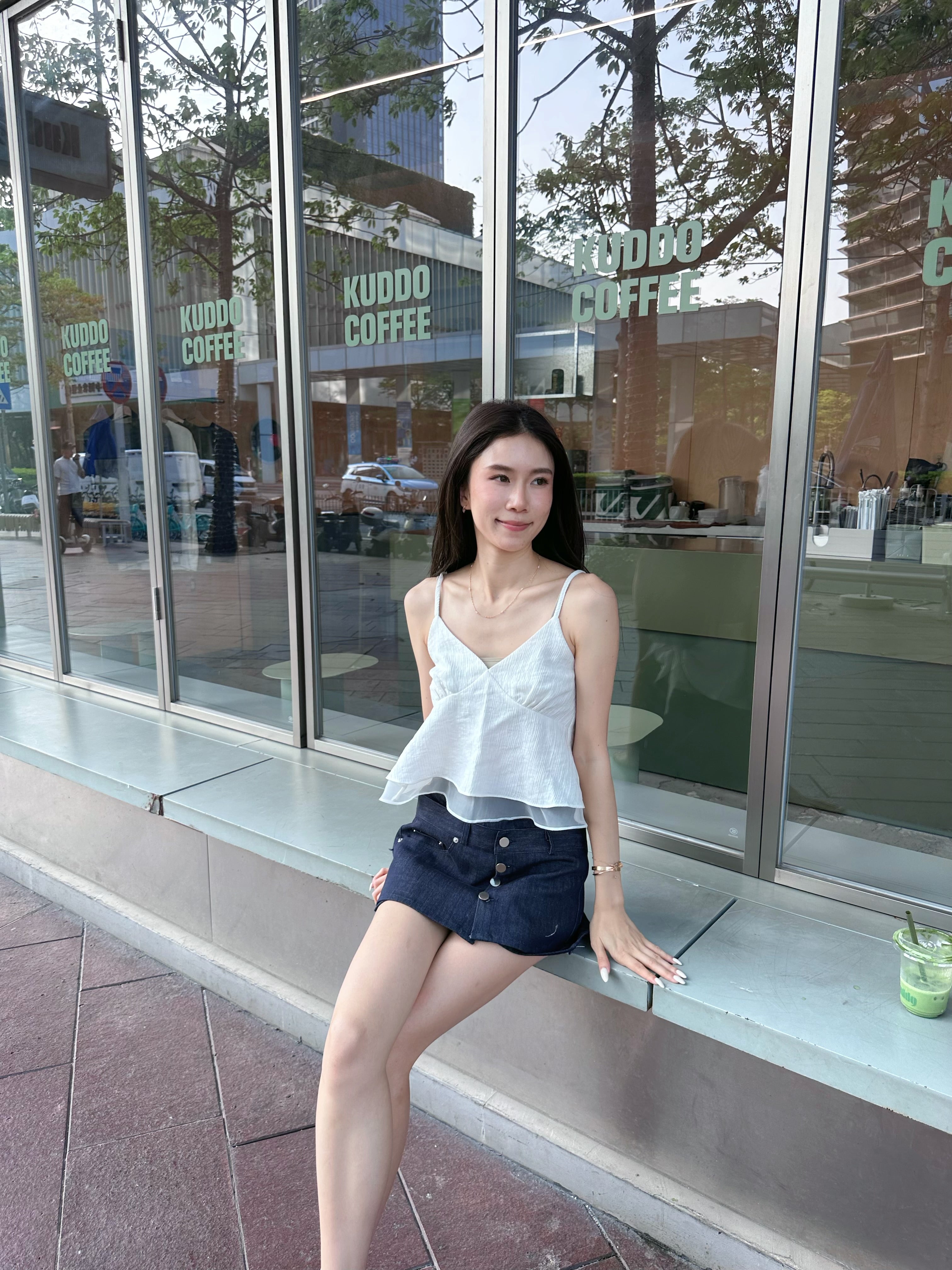 Button Skirt Short with Belt