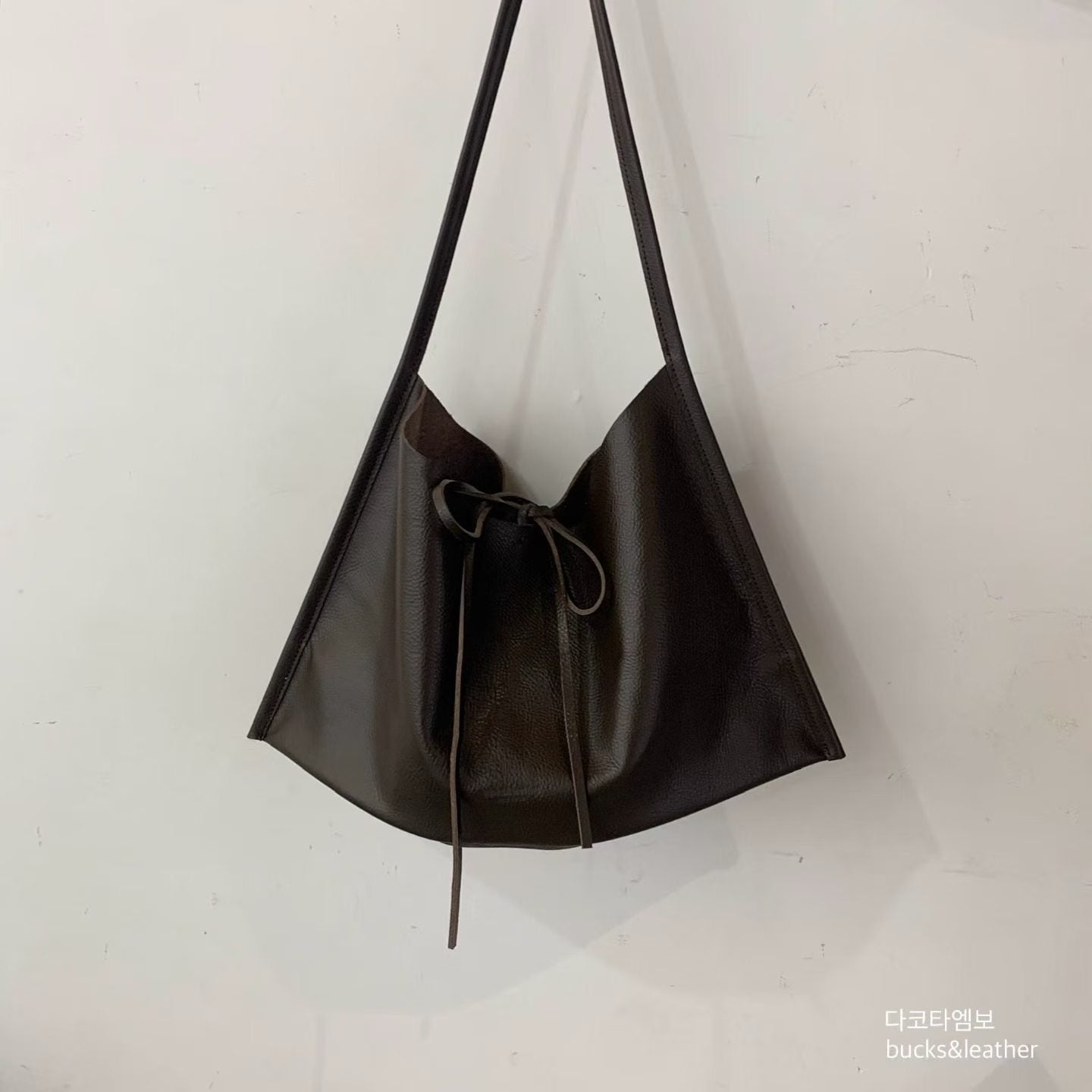 Real Leather Tied Ribbon Shoulder Bag