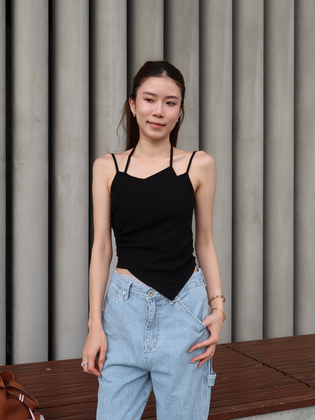 Cross Neck Cotton Tank Top with pads