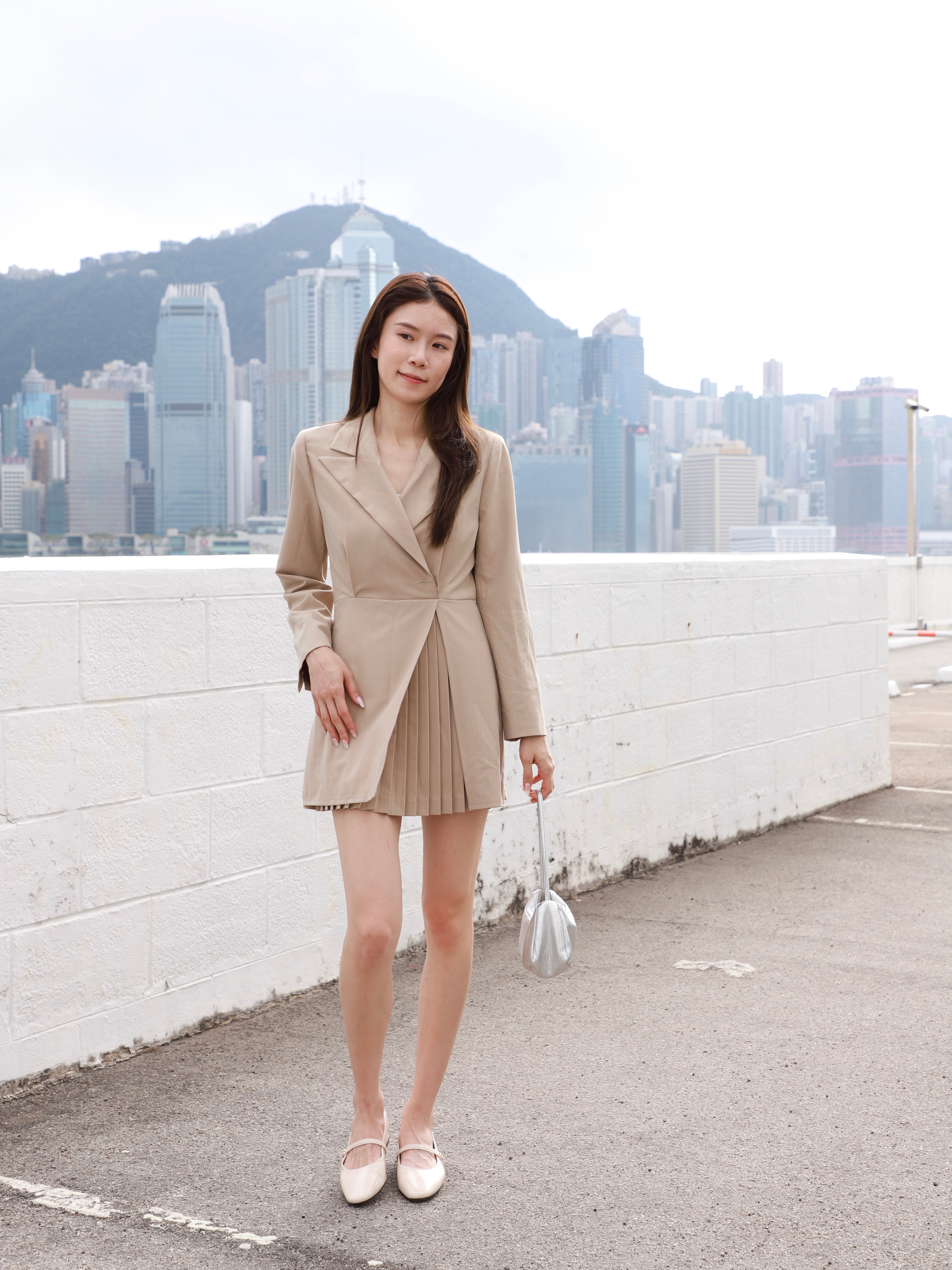Office Blazer Dress with Pleated