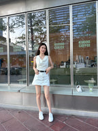 Button Skirt Short with Belt