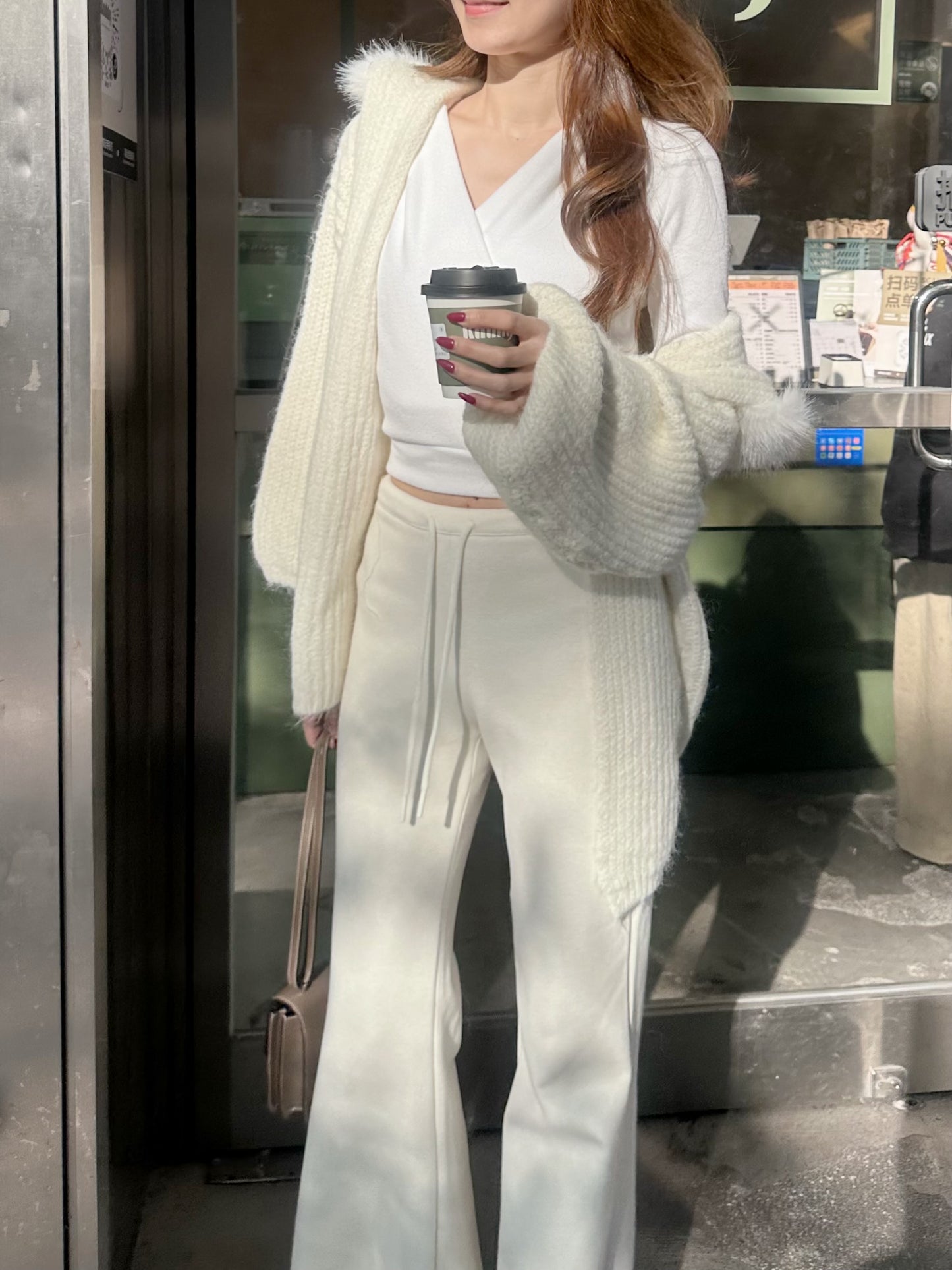 Fluffy Bear Removable Hat Cardigan