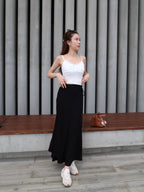 Tied on Side Cotton Maxi Skirt