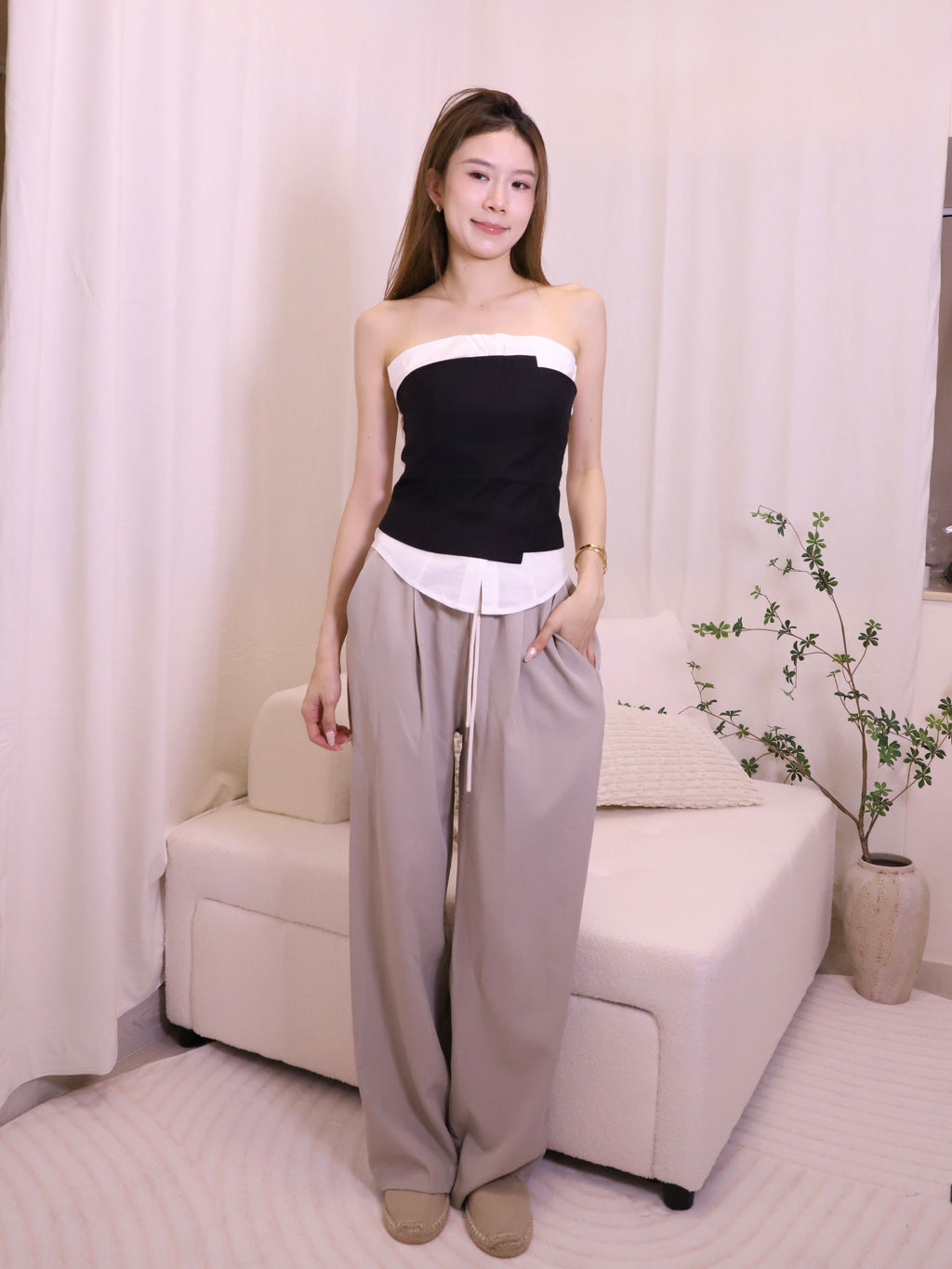 Shirt Mix Off Shoulder Top