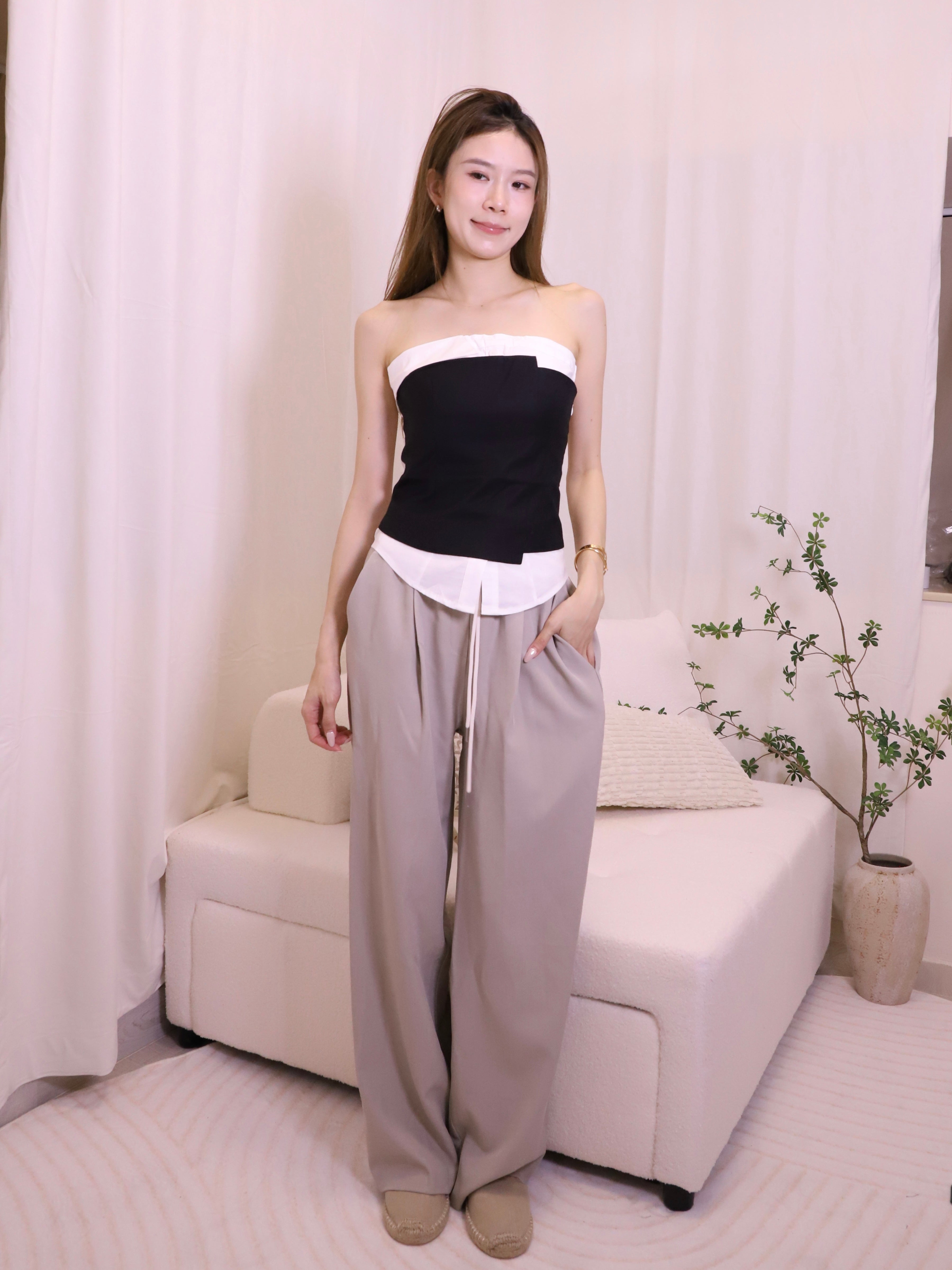 Shirt Mix Off Shoulder Top