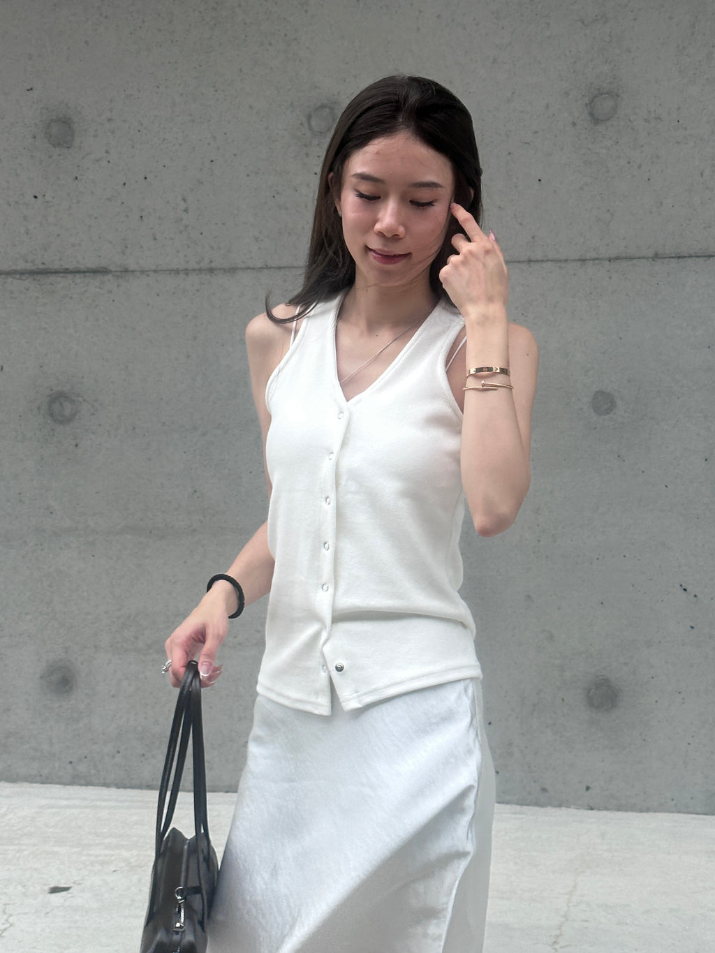 Cotton Button Tank Top