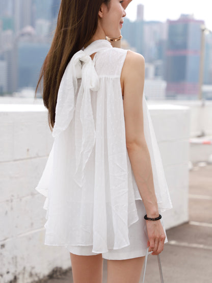 Chiffon Ribbon Alined Tank Top