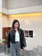 Basic Zip Up Leather Jacket