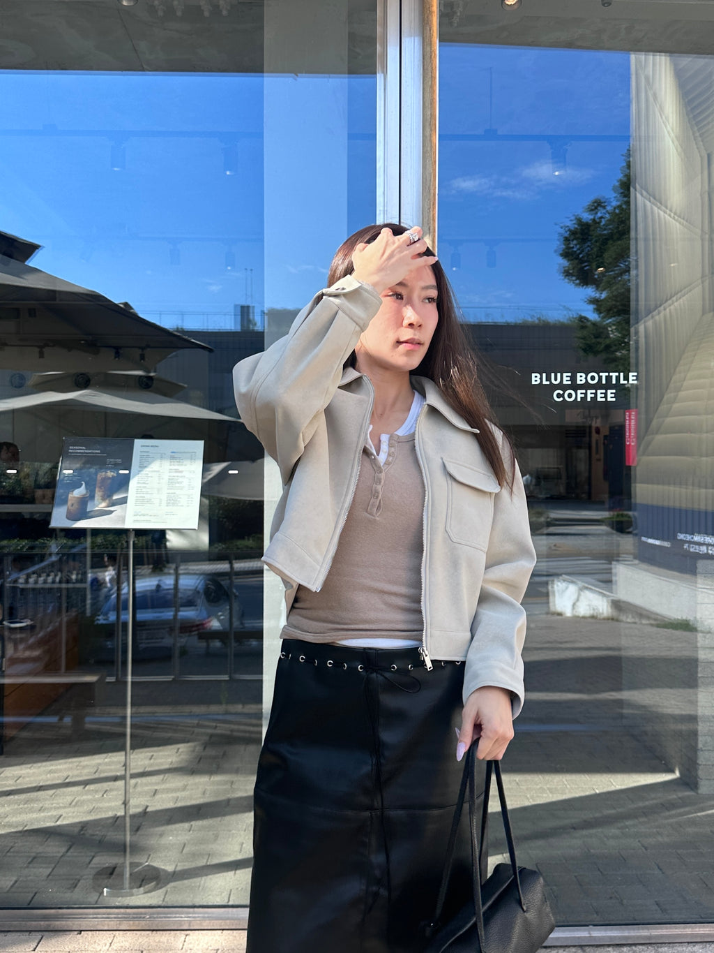 Leather Mid Length Skirt