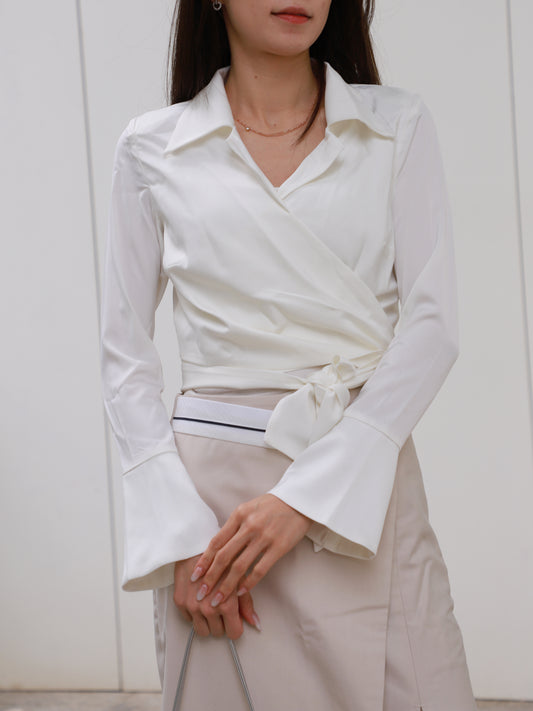 Silk Collar Tied Shirt