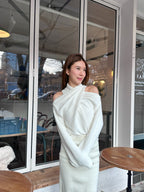 Cross Shoulder Fluffy Long Sleeves Top