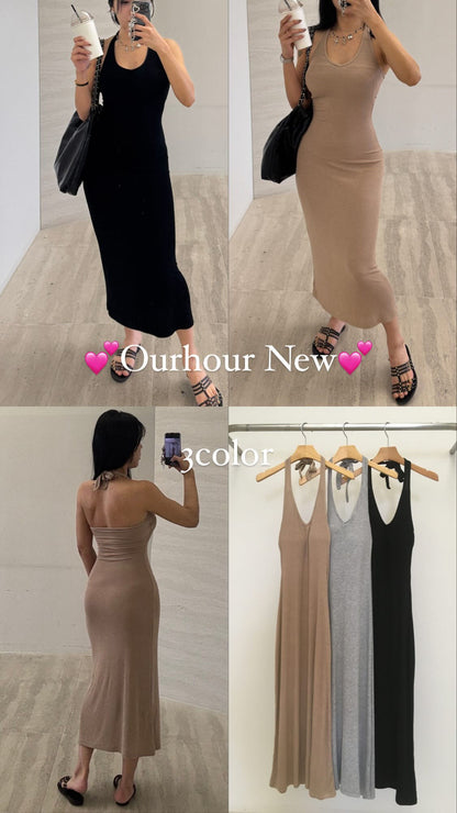 Cross Neck Cotton Maxi Dress
