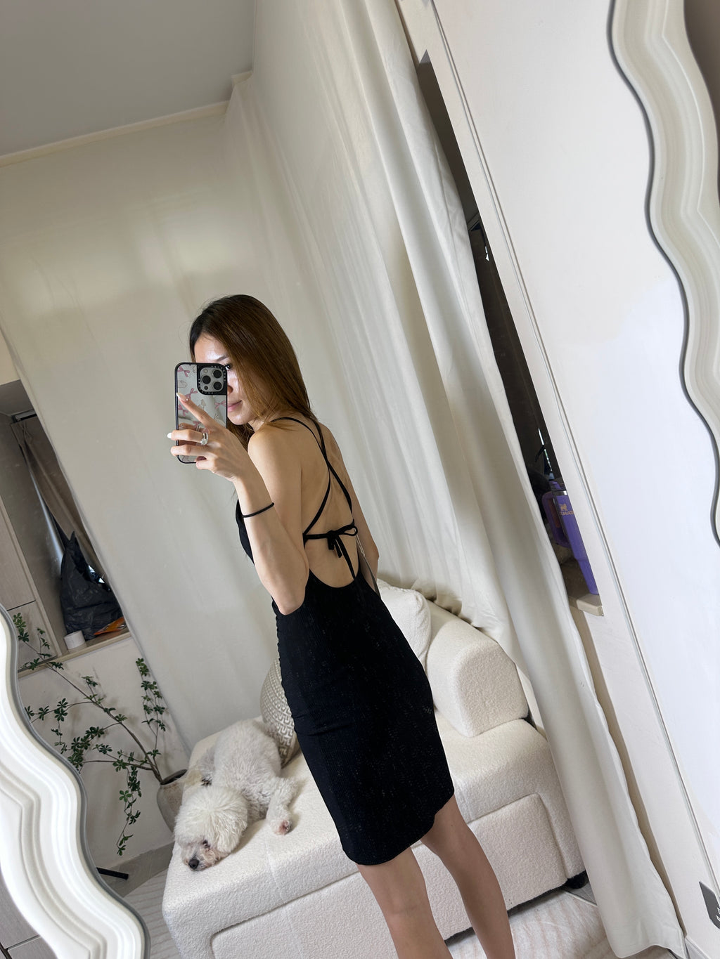 (ashchic made) Ribbon Back Mini Dress with pads