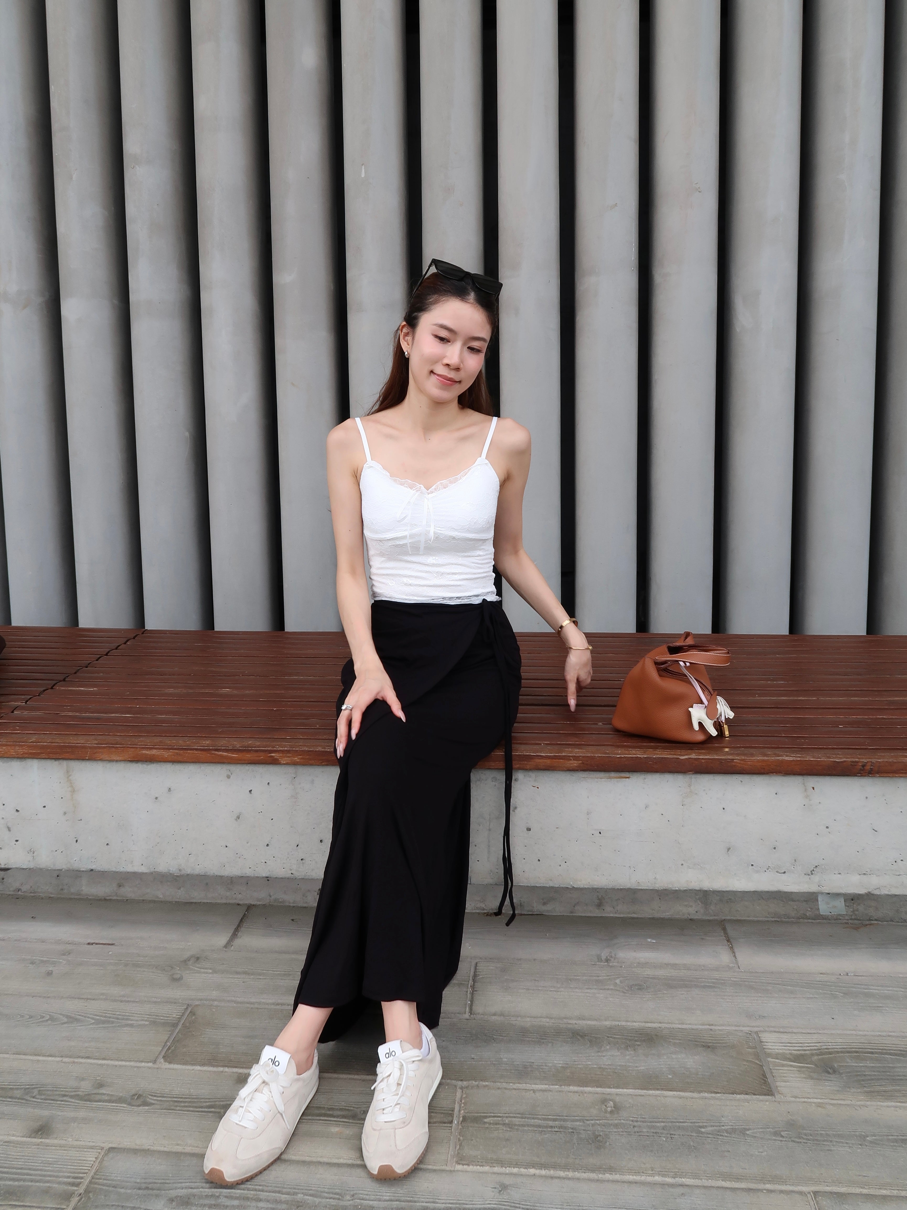 Tied on Side Cotton Maxi Skirt