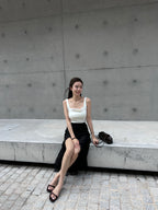 Ruffles Neck Cotton Tank Top