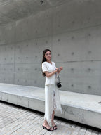 Silky Slit Cut Lace Maxi Skirt